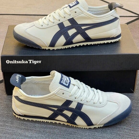 Onitsuka Tiger by Asics Mexico 66 Cream and Navy Sneakers Fashion❤️🎉🎉🎉🎉 - Picture 4 of 6